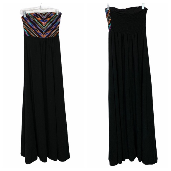 Thyme and Honey Dresses Thyme And Honey Embroidered Black Strapless